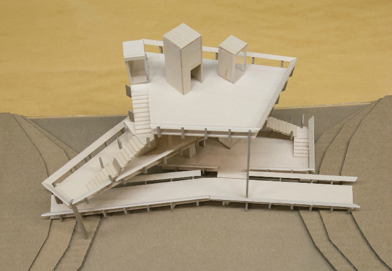 A student-model of a pavilion to hold symbols of university excellence, such as a championship trophy or Nobel Prize medallion