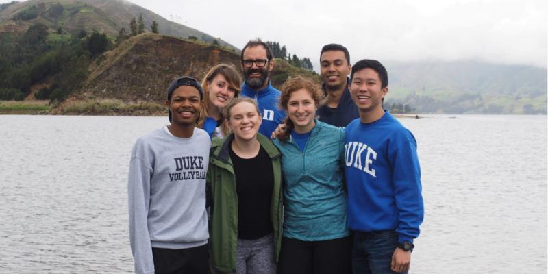 Mike Bergin and students studying air quality in Bolivia