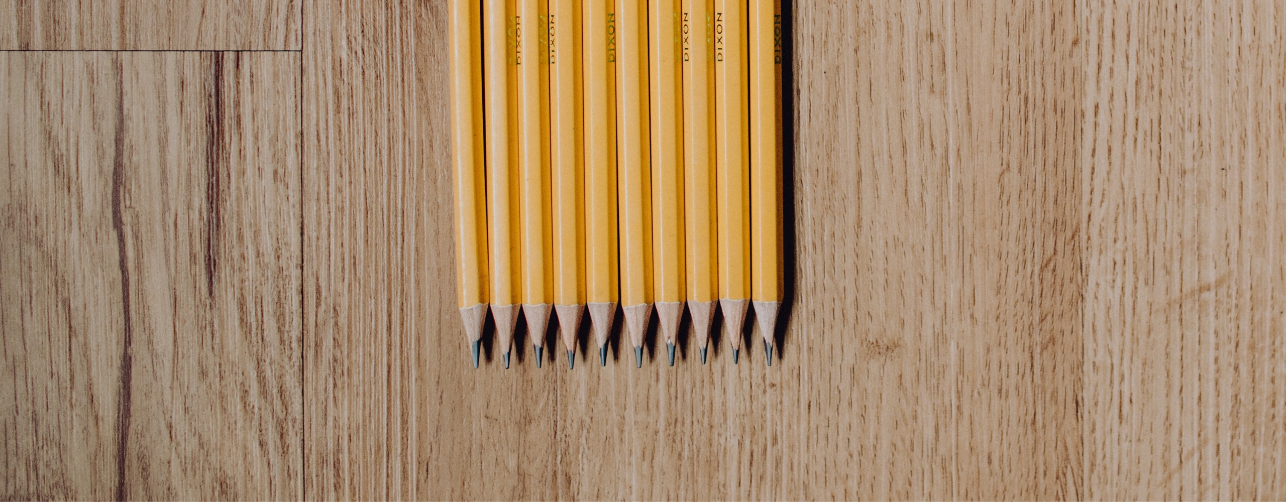 centered pencils in a line