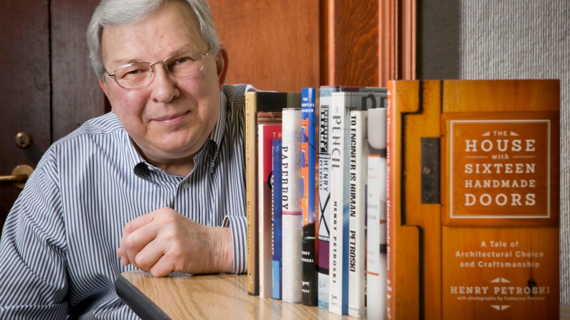 Henry Petroski with his published books