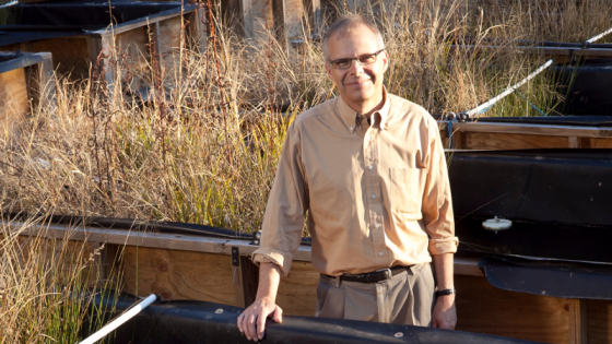 Mark Wiesner with mesocosms 