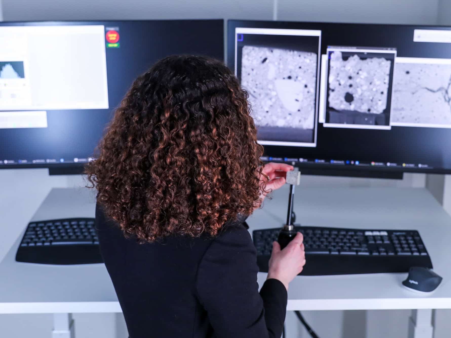Laura Dalton assesses cement samples using a Micro-CT scanner