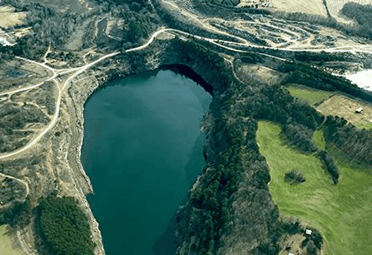 Aerial view of a lithium mine