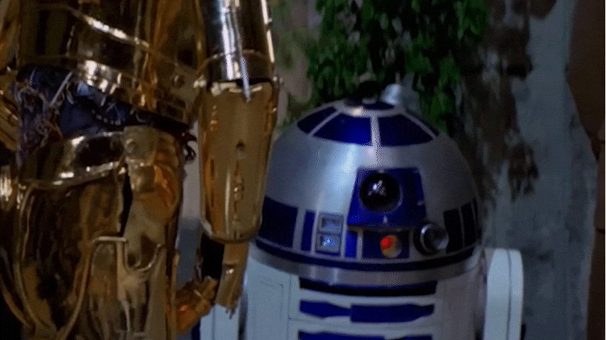 Star Wars's R2D2 doing a little dance